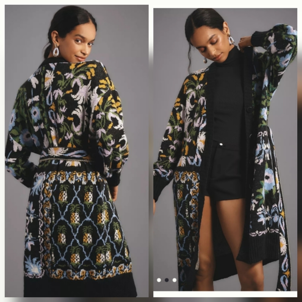 Farm Rio Winter Garden Belt Cardigan
